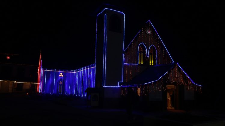 Decorated Holy Family Catholic Church in Srinagar, Kashmir.