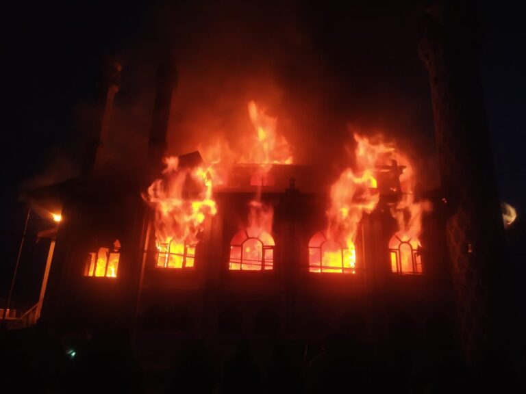 Massive Fire Completely Damages Jamia Masjid In Kargil’s Drass
