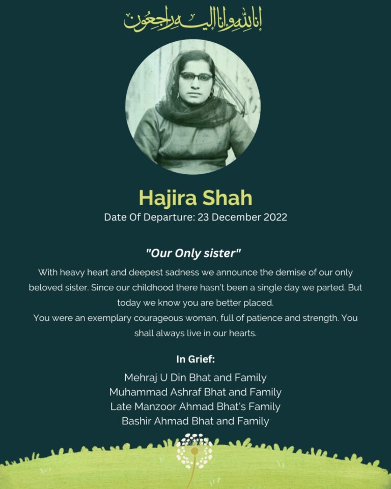 Obituary: Hajira Shah