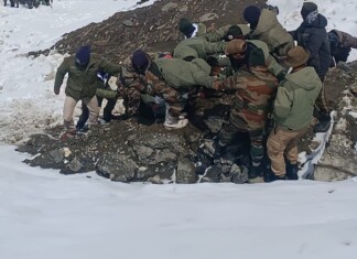 Two Trucks Buried Under Snow As Avalanche Hits Zojila Area Two Trucks Buried Under Snow As Avalanche Hits Zojila Area